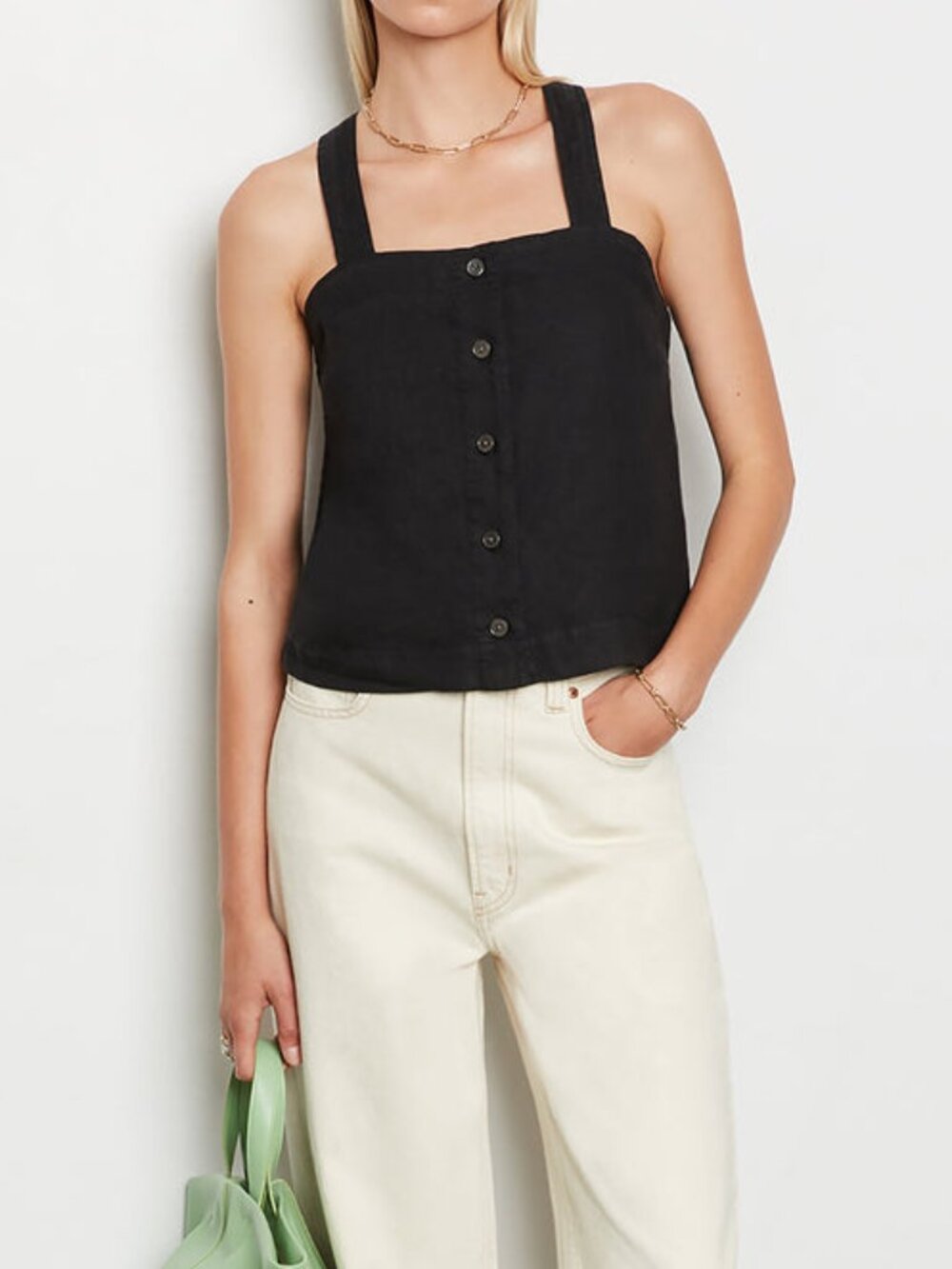 Alex Mill Zoe Linen Tank in Black Size Large